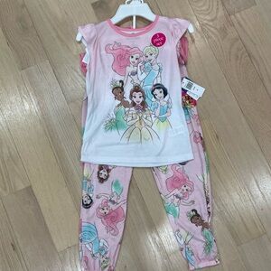 Disney Princess Kids Pajama Set - Pink and White